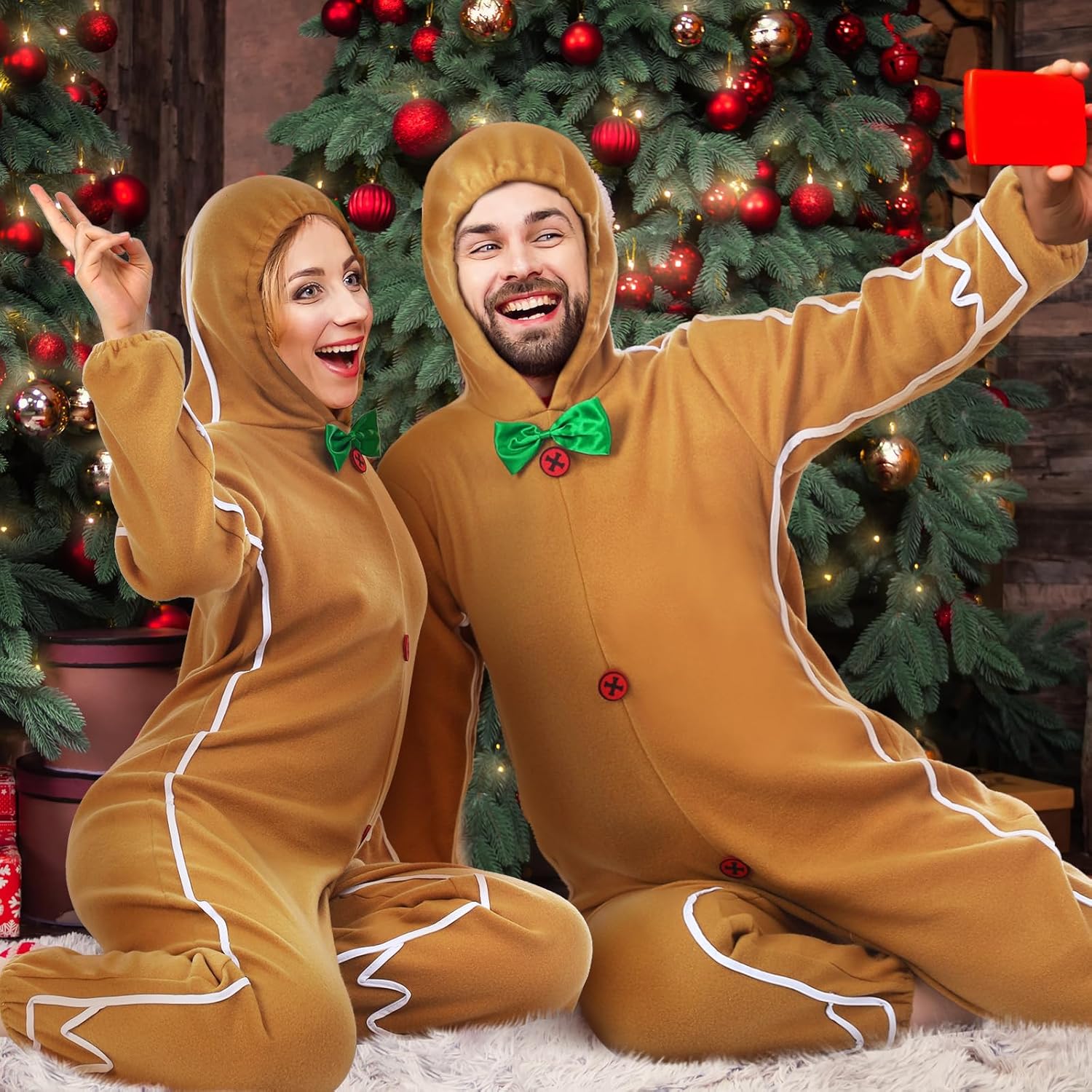 Geyoga Gingerbread Man Costume for Adults Christmas Gingerbread Man Outfit Suit Unisex Character Costume - Image 7