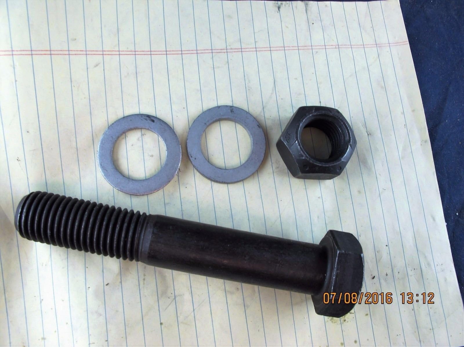 AxleTech 1" X 6" 8-UNC Grade 8 Hex Head Cap Screw, Top Lock Nut, 2 Washers [C7Floor]