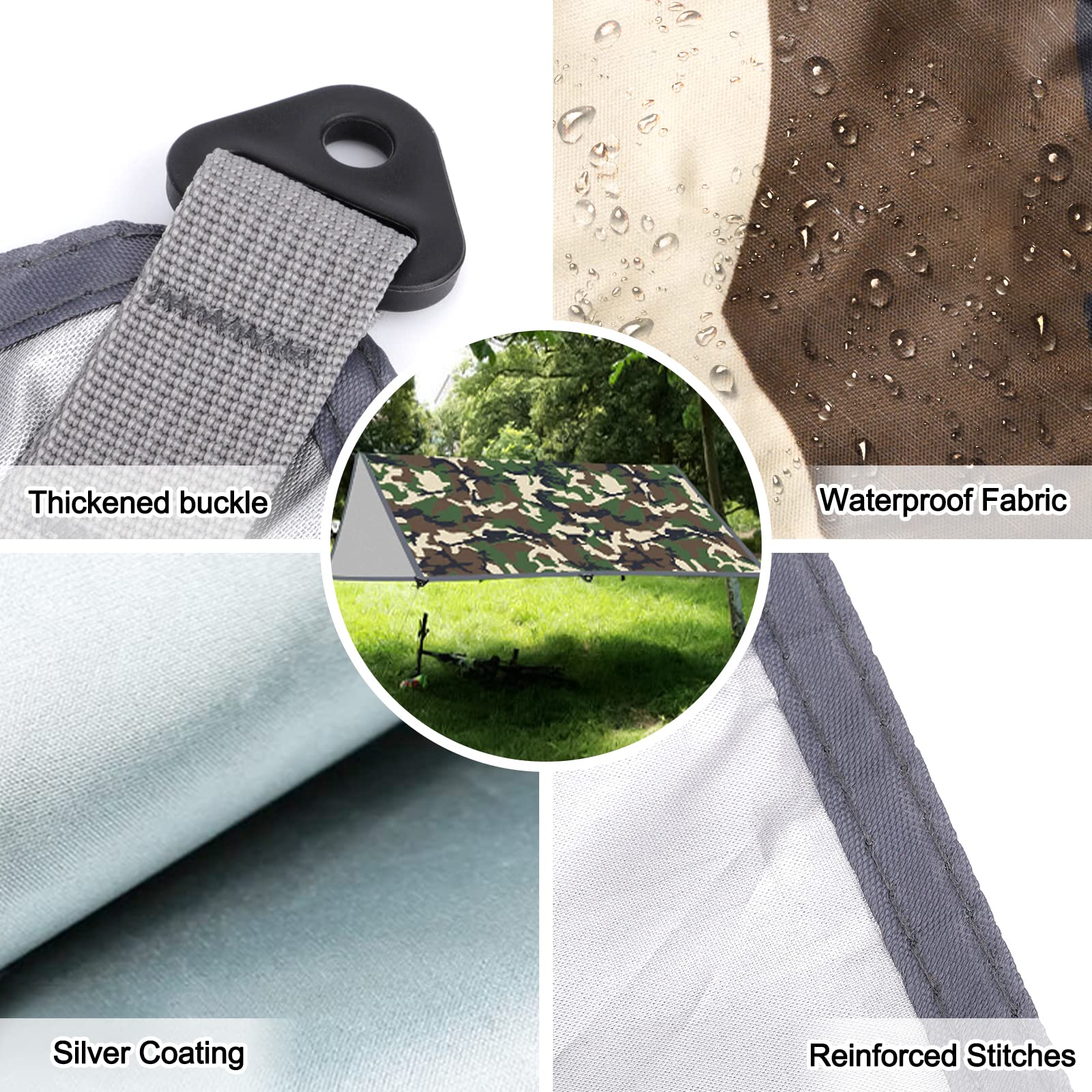 Frasheng Zeltplane 3x3m - Wasserdichtes Tarp Für Camping & Hängematte