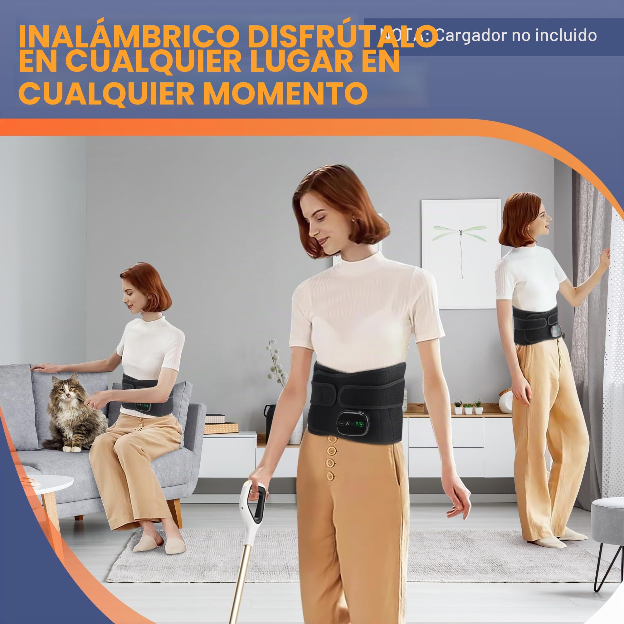 Soporte térmico inalámbrico para aliviar el dolor de espalda baja, cinturón de espalda térmico para hombres y mujeres, almohadilla de calefacción eléctrica para cintura, soporte lumbar de calefacción