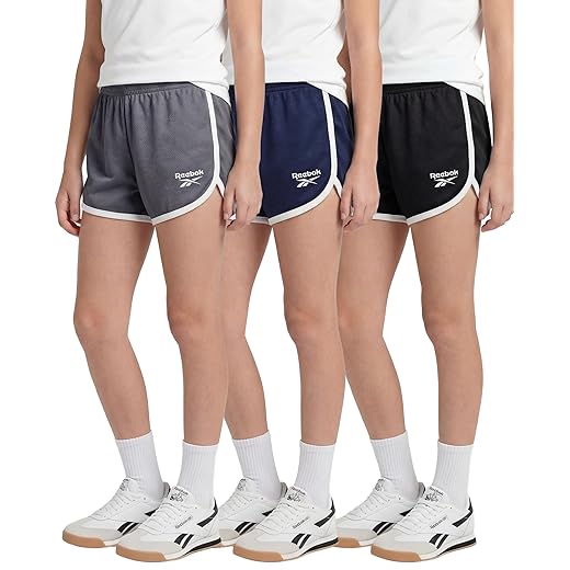 Reebok 3 Pack: Girls' Mesh Dolphin Shorts - Kids Teen Tweens Youth Active Athletic Volleyball Basketball Soccer Running