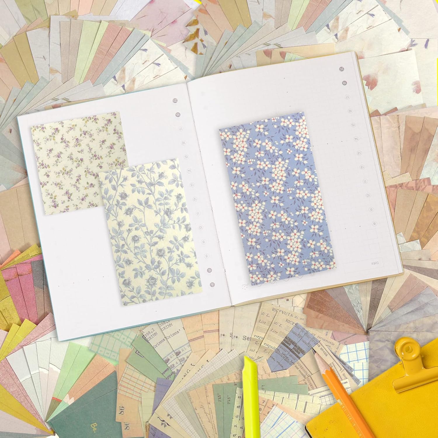 360 Sheets Scrapbook Paper Supplies Vintage Scrapbook Paper Crafts Supplies Vintage Journaling Supplies for Drawing Writing Travel Journaling Diary Handbook DIY Aesthetic Decorative Stationery Paper