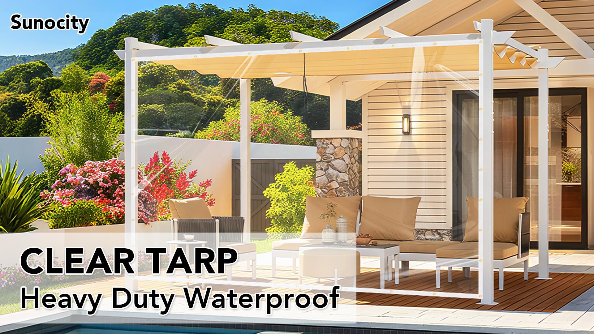 Sunocity 8x12ft Clear Tarp, 14mil Clear Tarps Heavy Duty