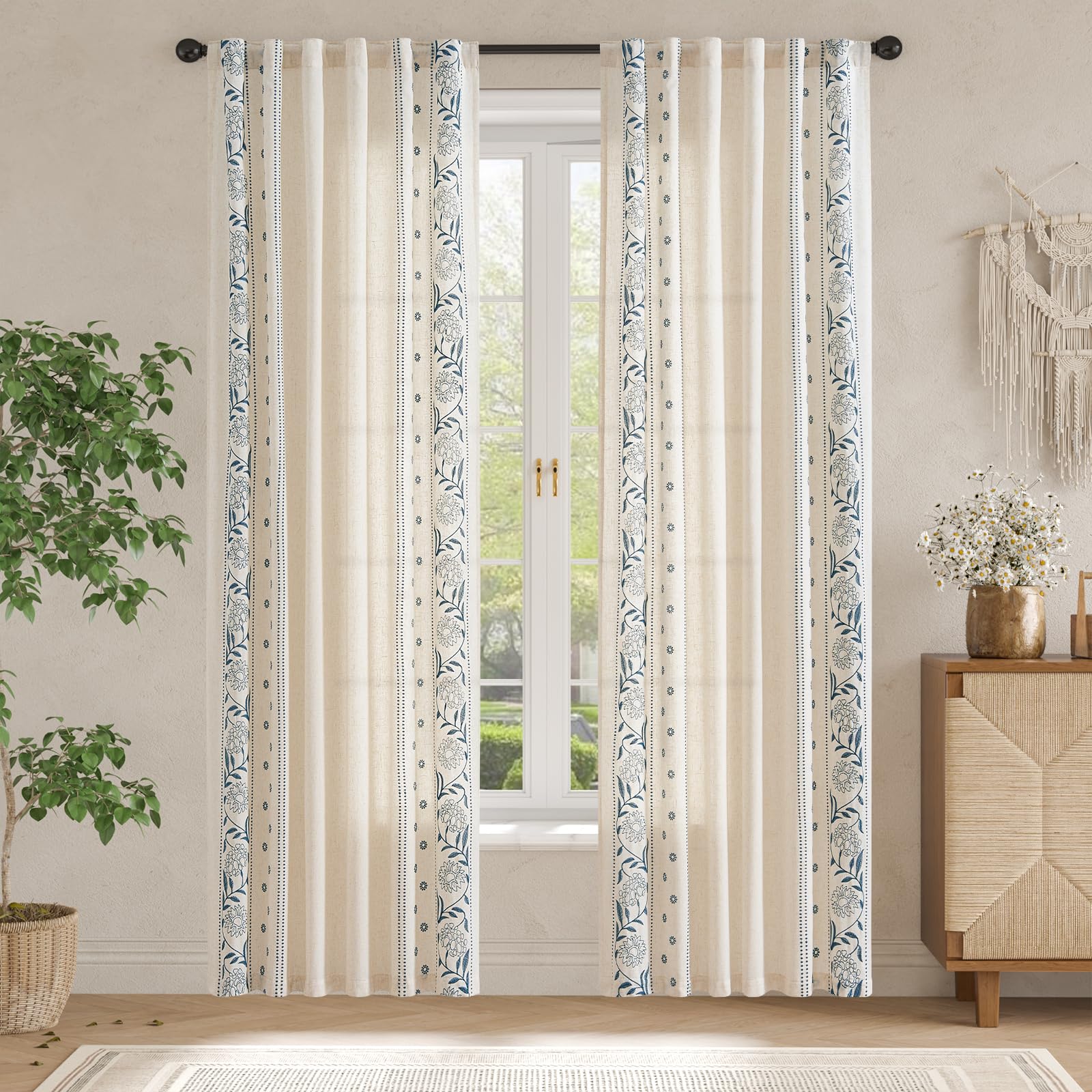 Amazon.com: jinchan Winslow Linen Curtains for Bedroom 84 Inches
