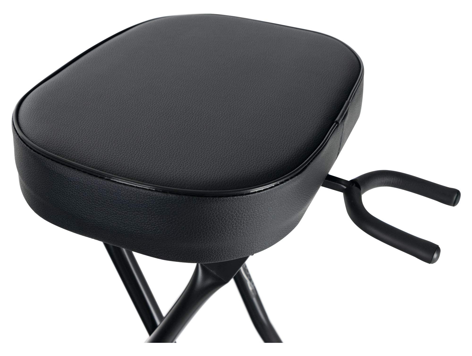 ROCKTILE Sgabello Chitarra con Supporto - Sgabello e Supporto in Uno - Seduta Rettangolare - Pieghevole - Nero