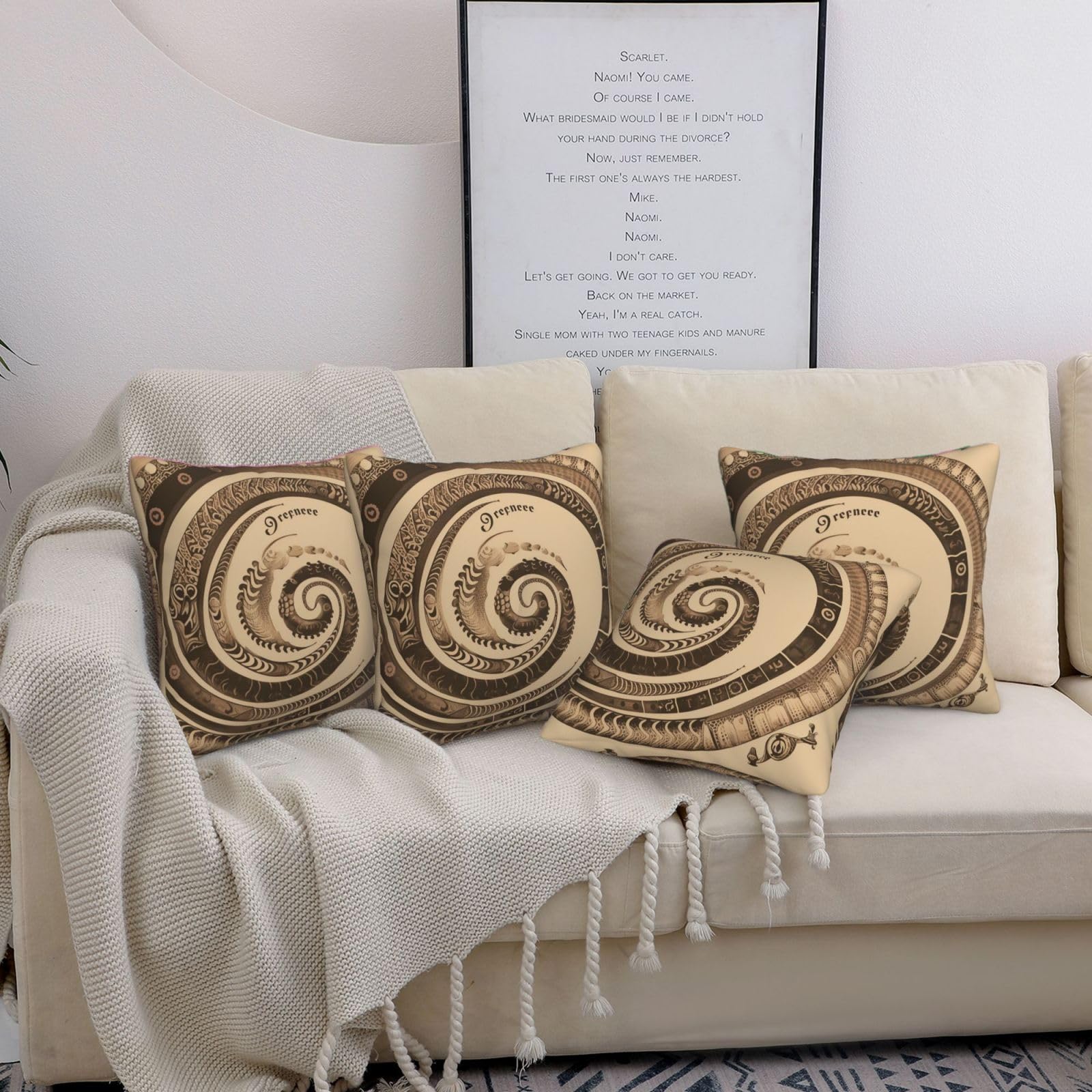 Housses de coussin canapé lot de 4 pour rénover vos vieux coussins 50x50 motif serpentine