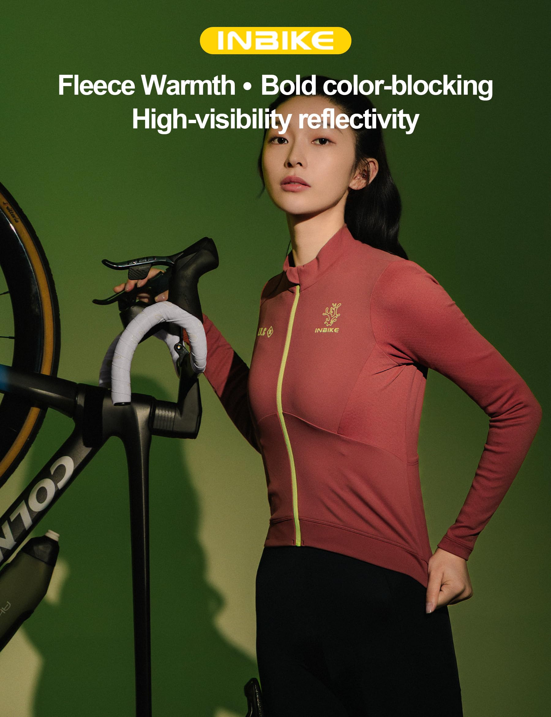 INBIKE Giacca da Ciclismo Invernale Donna Maglia Ciclismo Donna Antivento Idrorepellente Riflettenti con Tasche per Bici da Strada MTB