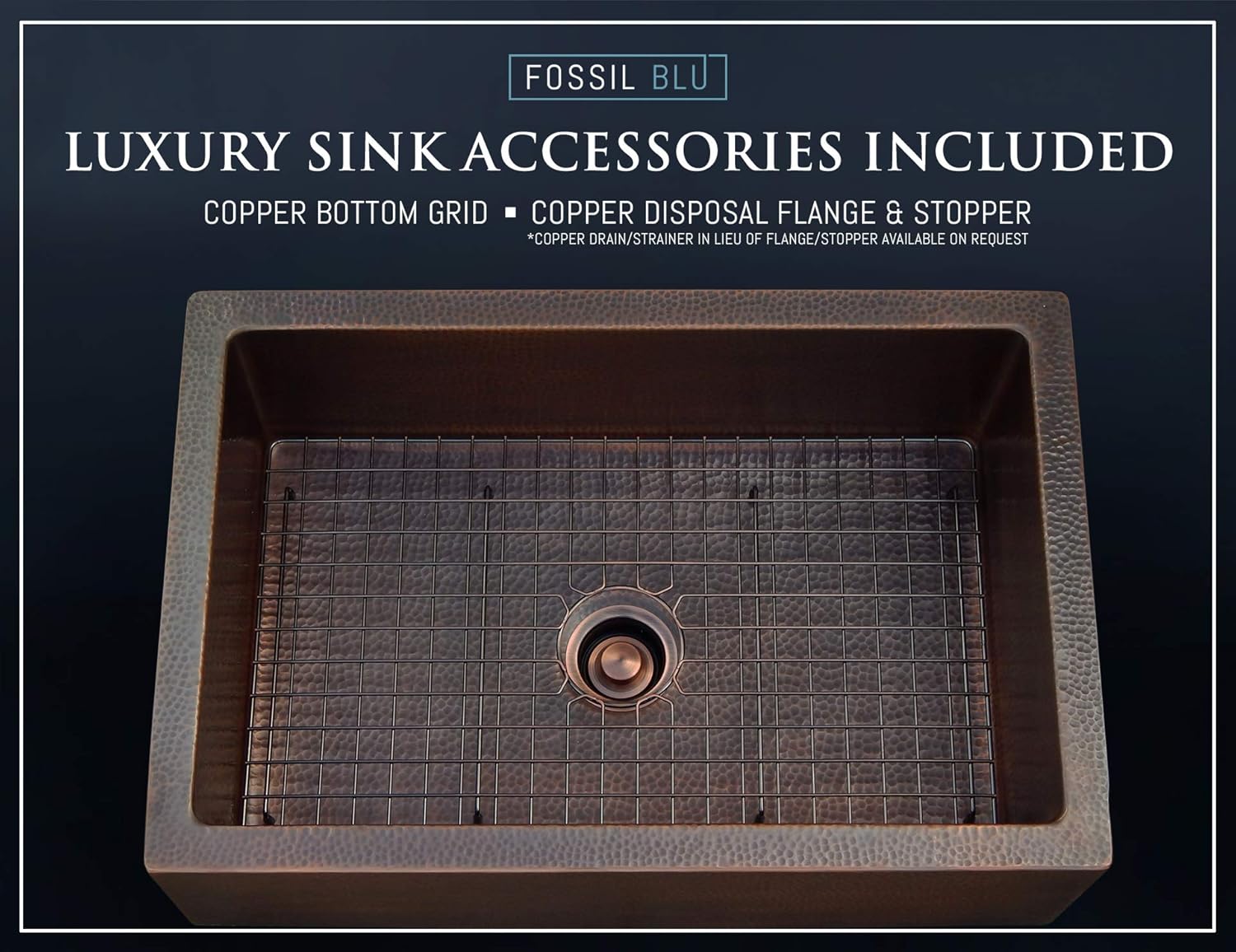 Uр Tо 60% оƒƒ Luxury HEAVY-GAUGE (12-Gauge) 30-Inch Modern Copper Farmhouse Sink (44 LBS Pure Copper), Apron Front, Single Bowl, Dark Copper Finish, Grid and Flange Included, FSW1106 by Fossil Blu Prоmо 40% оƒƒ Luxury HEAVY-GAUGE (12-Gauge) 30-Inch Modern Copper Farmhouse Sink (44 LBS Pure Copper), Apron Front, Single Bowl, Dark Copper Finish, Grid and Flange Included, FSW1106 by Fossil Blu