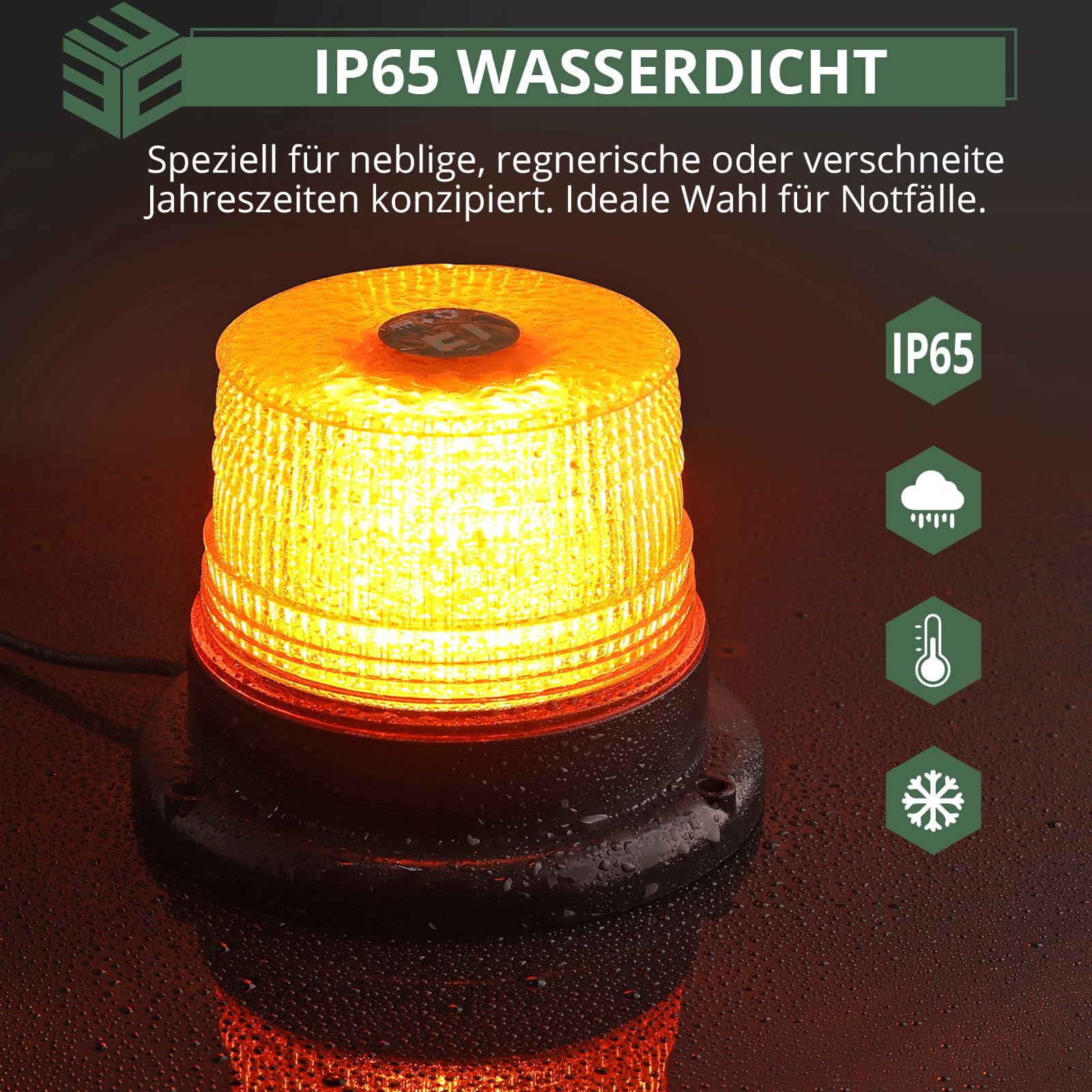 EYPINS 40 LED Rundumleuchte, 40W Auto Warnleuchte, Rundumleuchte Orange, Magnet Warnlicht Blinkleuchte Strobe Beacon Light IP67 für 12V/24V Truck, KFZ, LKW, Traktor | E57 IP67