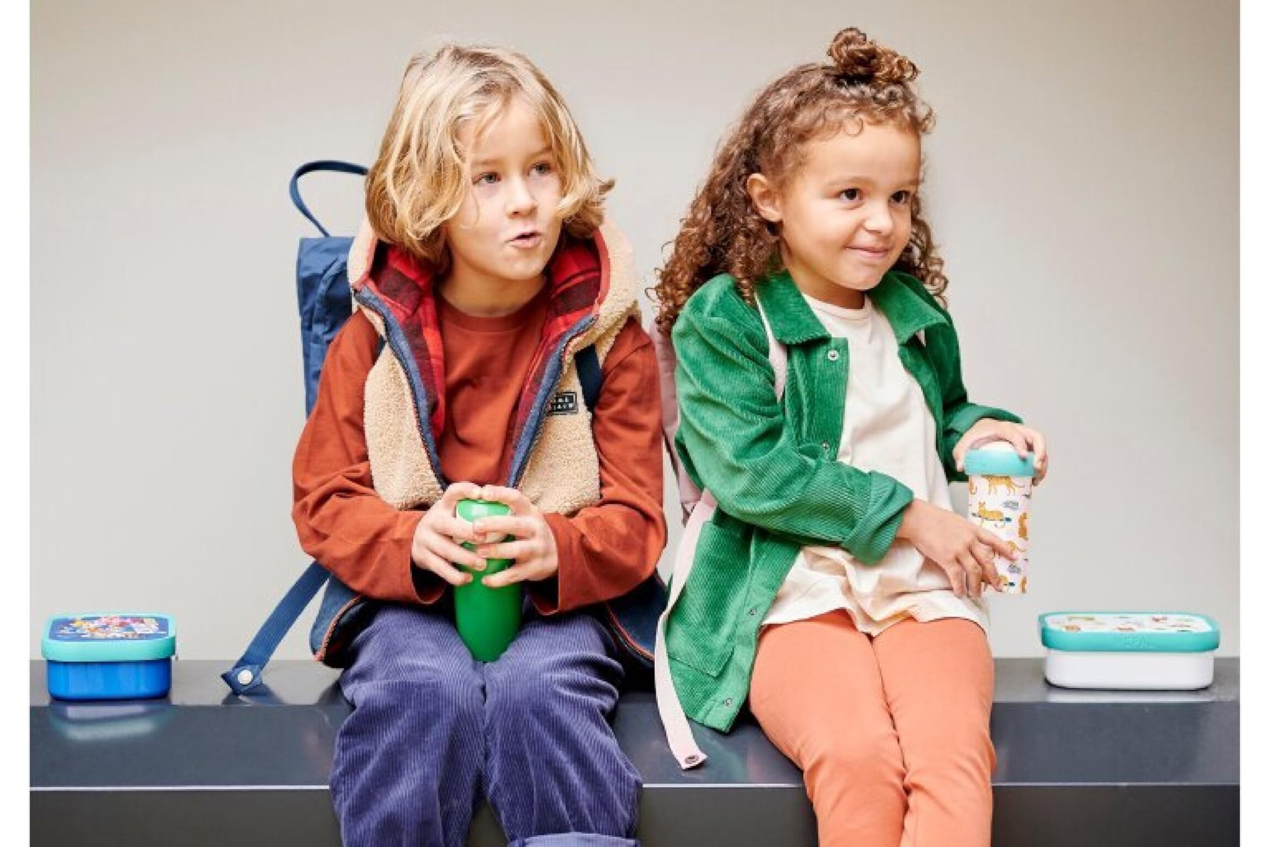 Mepal - Pausenset Campus Set für Kinder mit Pop-up Trinkflasche & Lunch Box - Lunch-Set für die Schule oder unterwegs - Spülmaschinenfest - 400 + 750 ml - Hot Wheels