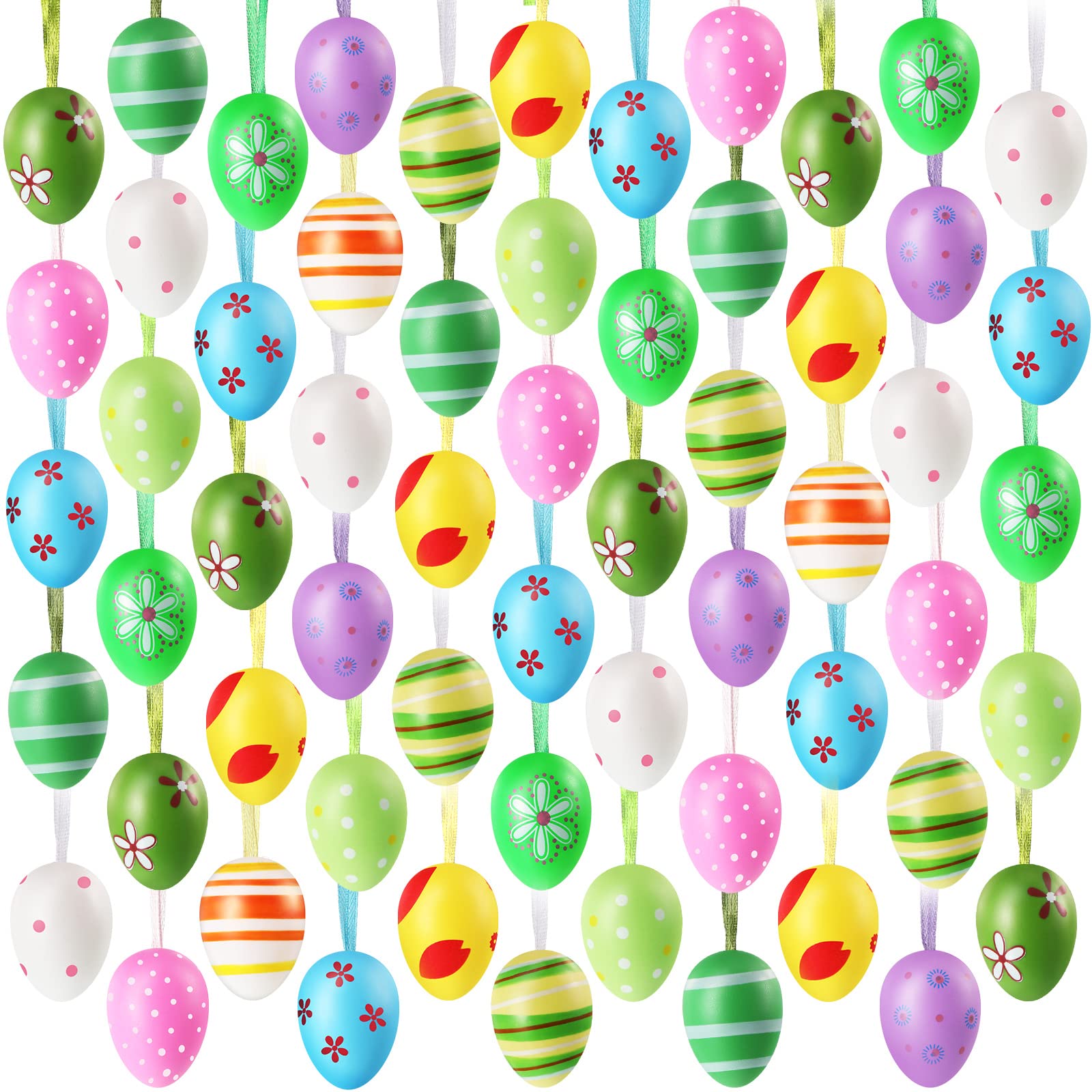 Décoration de Pâques suspendue colorée : 60 mini ornements d'arbre de printemps