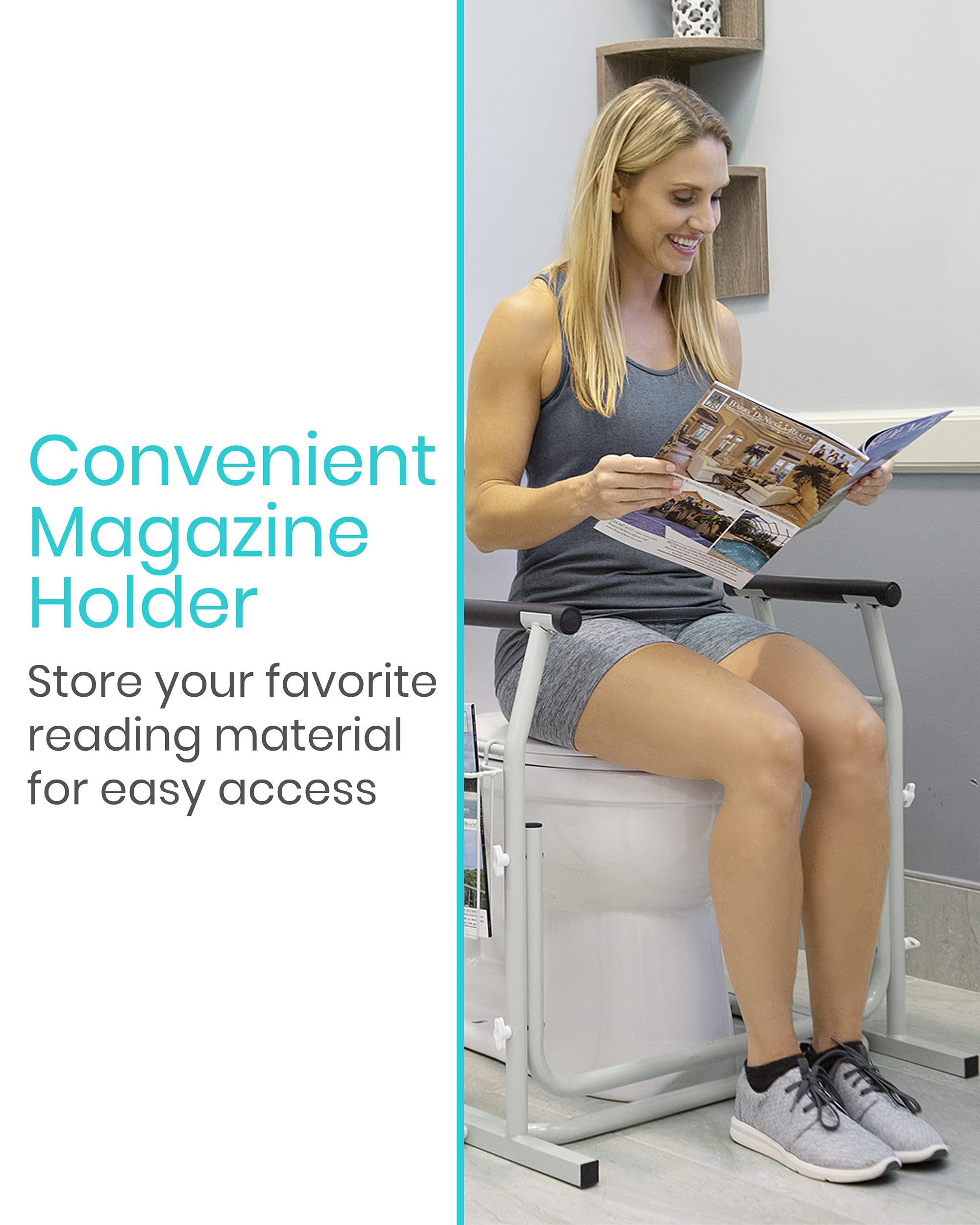 Vive Stand Alone Toilet Rail Medical Bathroom Safety Assist Frame