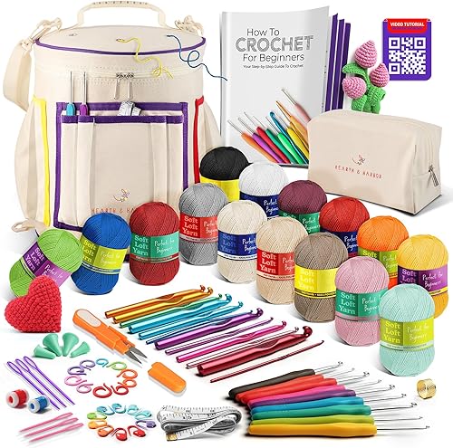 Kit de ganchillo para principiantes con hilo, kit de ganchillo para principiantes para adultos y niños, 21 ganchos, bolsa de kit de tejido, disponible en Yaxa Costa Rica