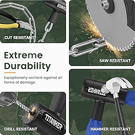 Titanker Bike Chain Lock with Key, 3.3 Feet Heavy Duty Anti-Theft Bike Lock Chain Security Bicycle Chain Locks for Bike, Motorcycle, Bicycle, Door, Gate, Fence, Grill (6mm Thick Chain, Blue)