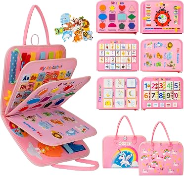 AIXMEET Toddler Busy Board Montessori Toys, Sensory Board Busy Book