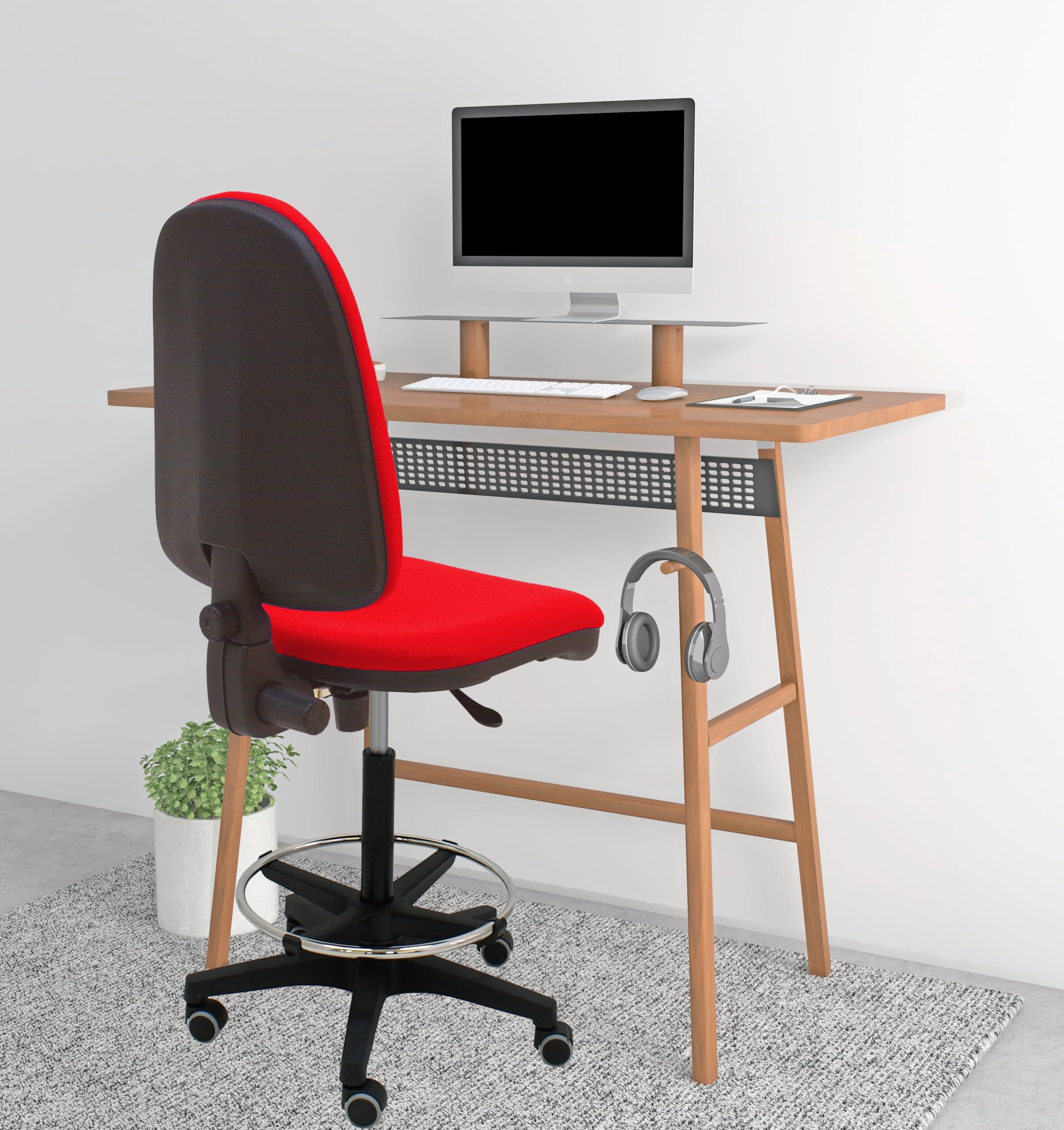 La Silla de Claudia LSC Taburete Giratorio ERGONÓMICO M0D/Torino (Respaldo Y REPOSAPIÉS Regulable)-Base Negra (Negro)