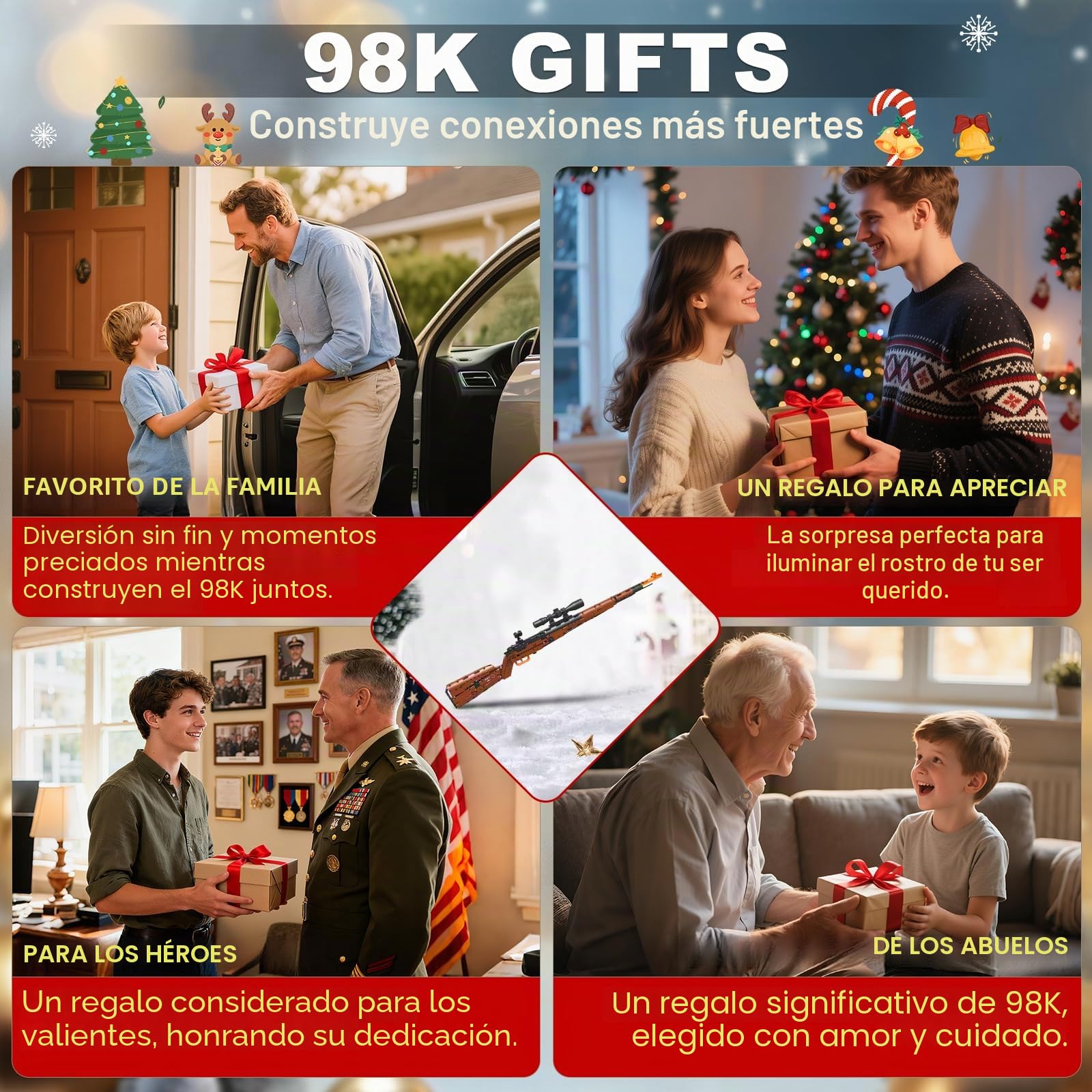 Sosuy Kar98k Fusil Bloques de Construcción, Pistola Armas Modelo Realista Disparable DIY 1025 Piezas para Adultos y Adolescentes 8+, Colección Militar para Aficionados, Regalo para Hombres y Niños