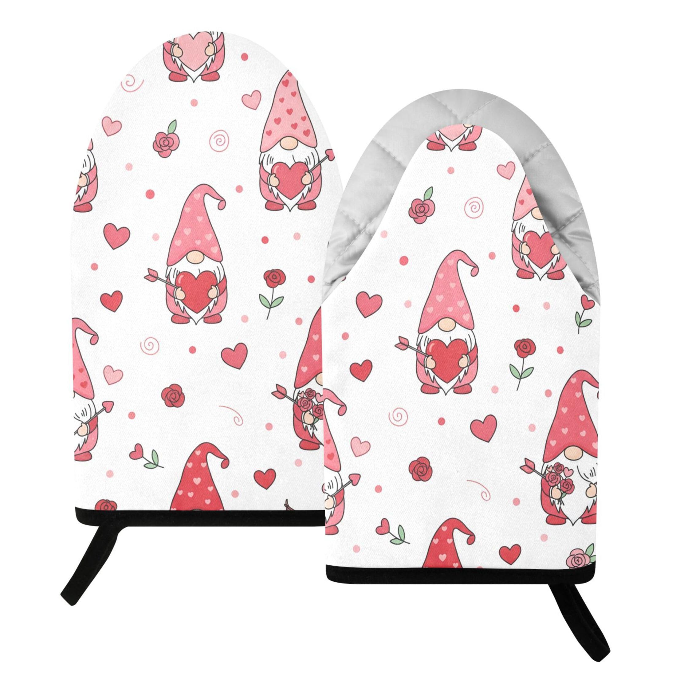 Kutsu Gnomes Oven Mitts for Kitchen, Heat Resistant Cotton Oven Gloves for BBQ Baking Cooking, Breathable Kitchen Essentials, 2 pcs