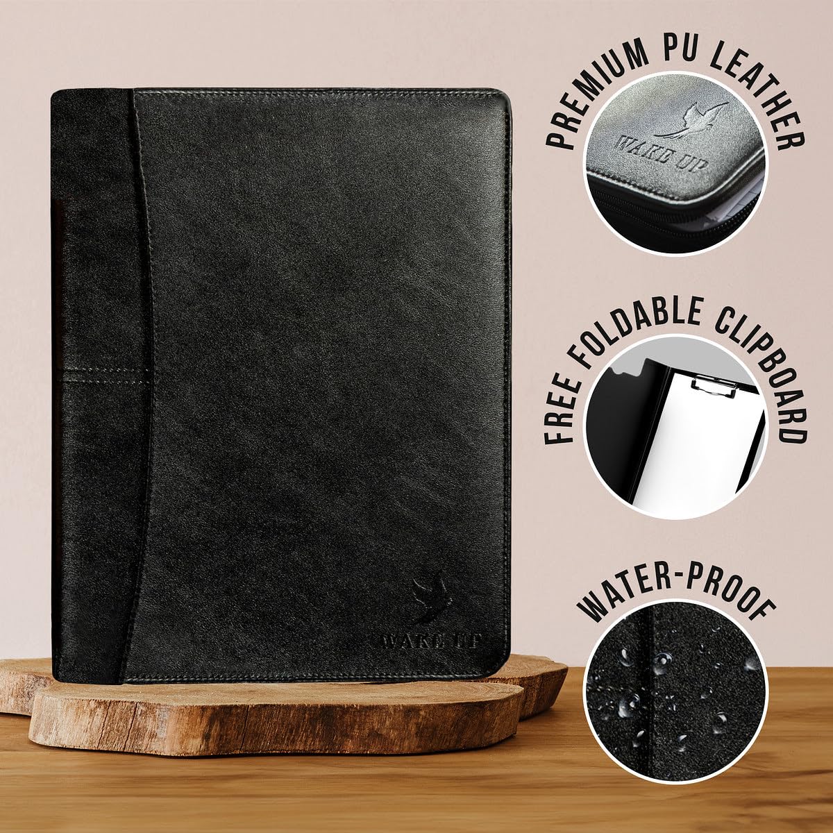 Generic Premium Leather Portfolio Folder Set, Professional Padfolio for Women & Men, Textured Synthetic Leather, Zippered Business Binder, Clipboard, Legal Pad, A4 Notepad Holder,Interviews, Meetings - Image 2