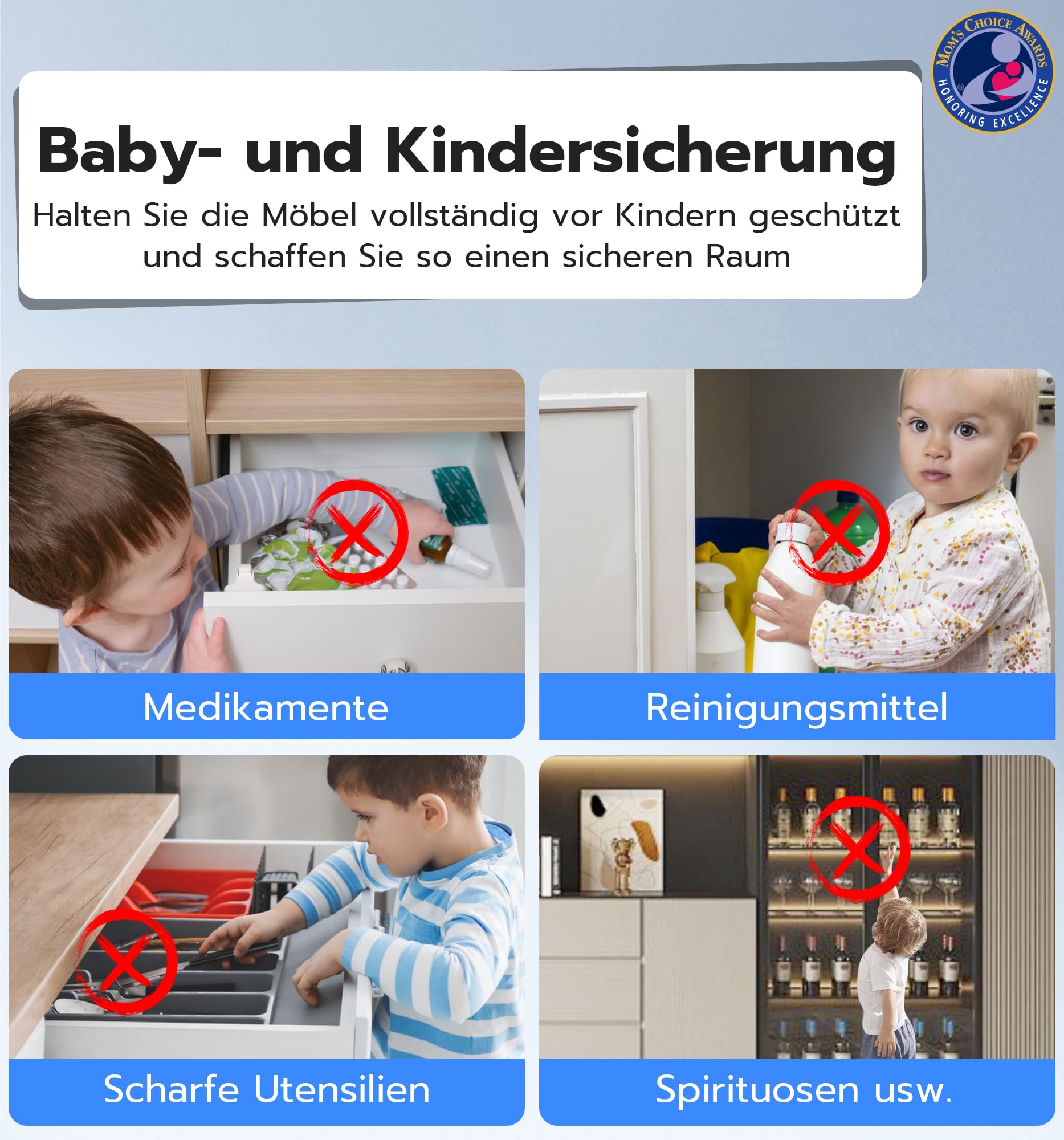 Unsichtbares Schrankschloss mit App & RFID – Bohrerfreie Kindersicherung – 5-in-1 Smart Lock für Schubladen & Schränke (NFC, Bluetooth, Fernzugriff) – Klebemontage, Weiß