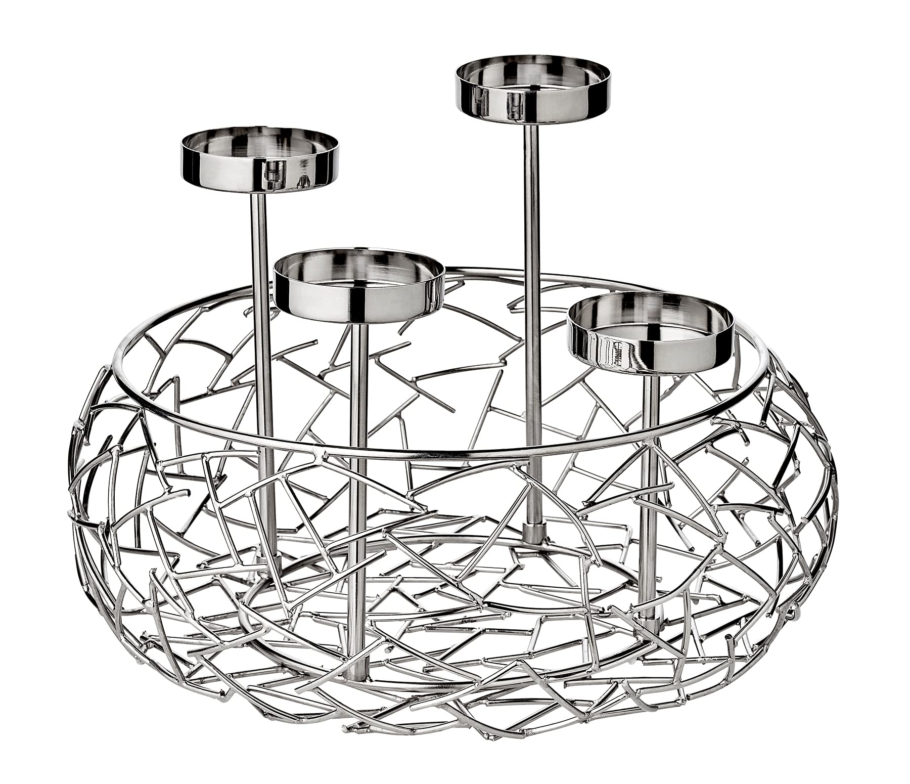 EDZARD Adventskranz Milano Up, Edelstahl glänzend vernickelt, Durchmesser 30 cm, für Stumpenkerzen ø 6 cm