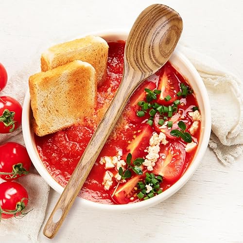 Miniatura 2 de Juego de 3 cucharas de madera para cocinar, utensilios de cocina de madera, cuchara de servir, espátula de cocina, cuchara grande para mezclar,