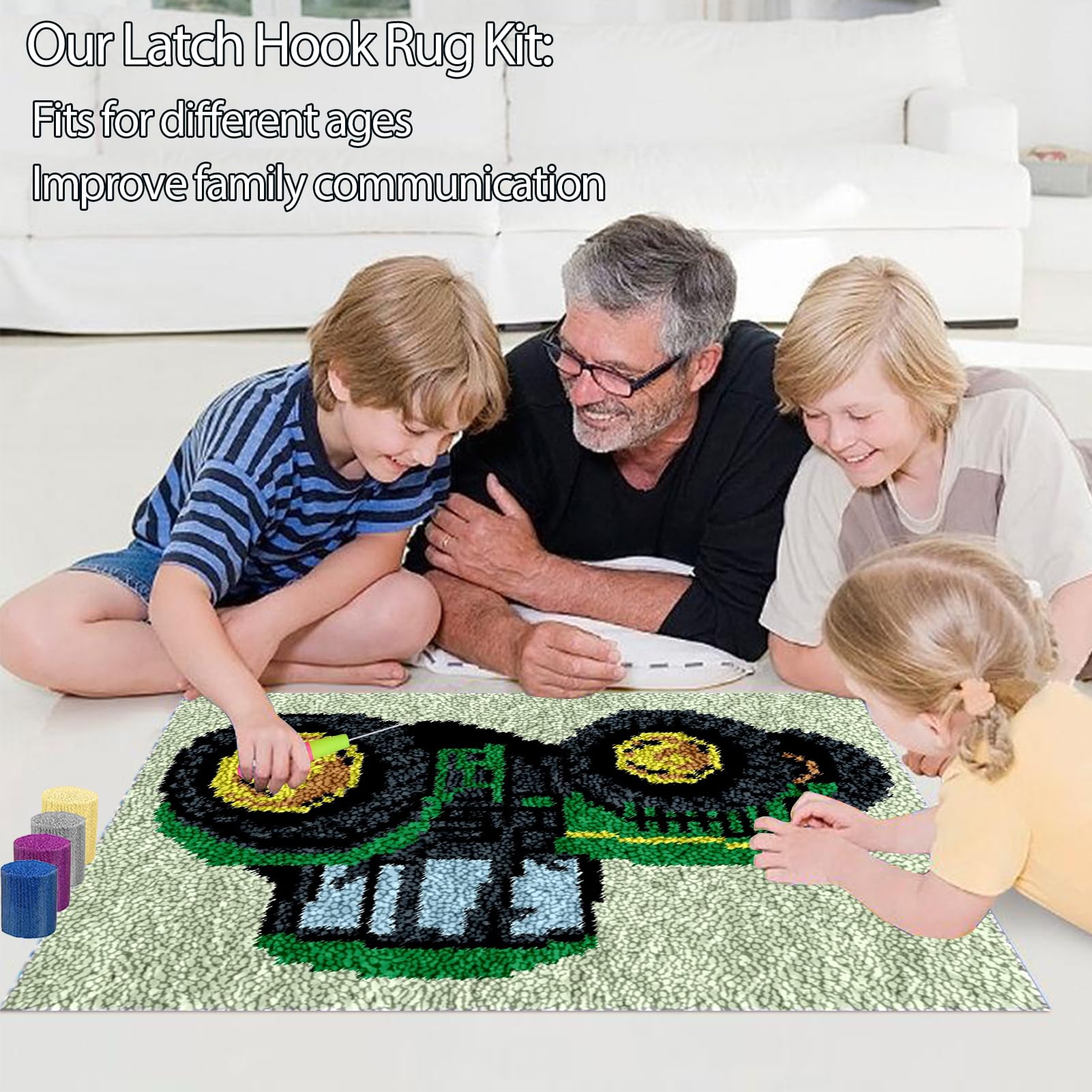 Kit Gancio di Chiusura Tappeto, Kit Gancio a chiavistello Tappeto Fai da Te, Tappeto Kit da Ricamo, Kit Gancio Latch Tappeto Fare, Realizzazione Tappeti Kit, 3D Latch Hook Tappeto 38 x 52 cm
