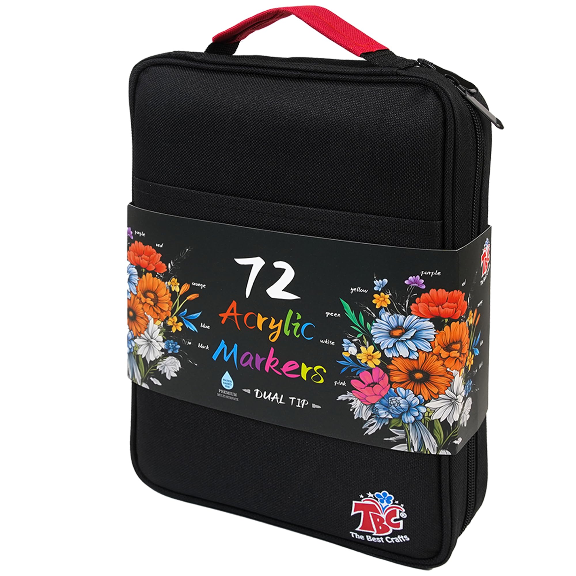 TBC The Best Crafts 72 Colors Dual Tip Acrylic Paint Markers, Double zipper design Top grade Canvas bag packaging, Waterproof, Non-Toxic, odorless, Suitable for Paper, Pottery, Stones,Glass