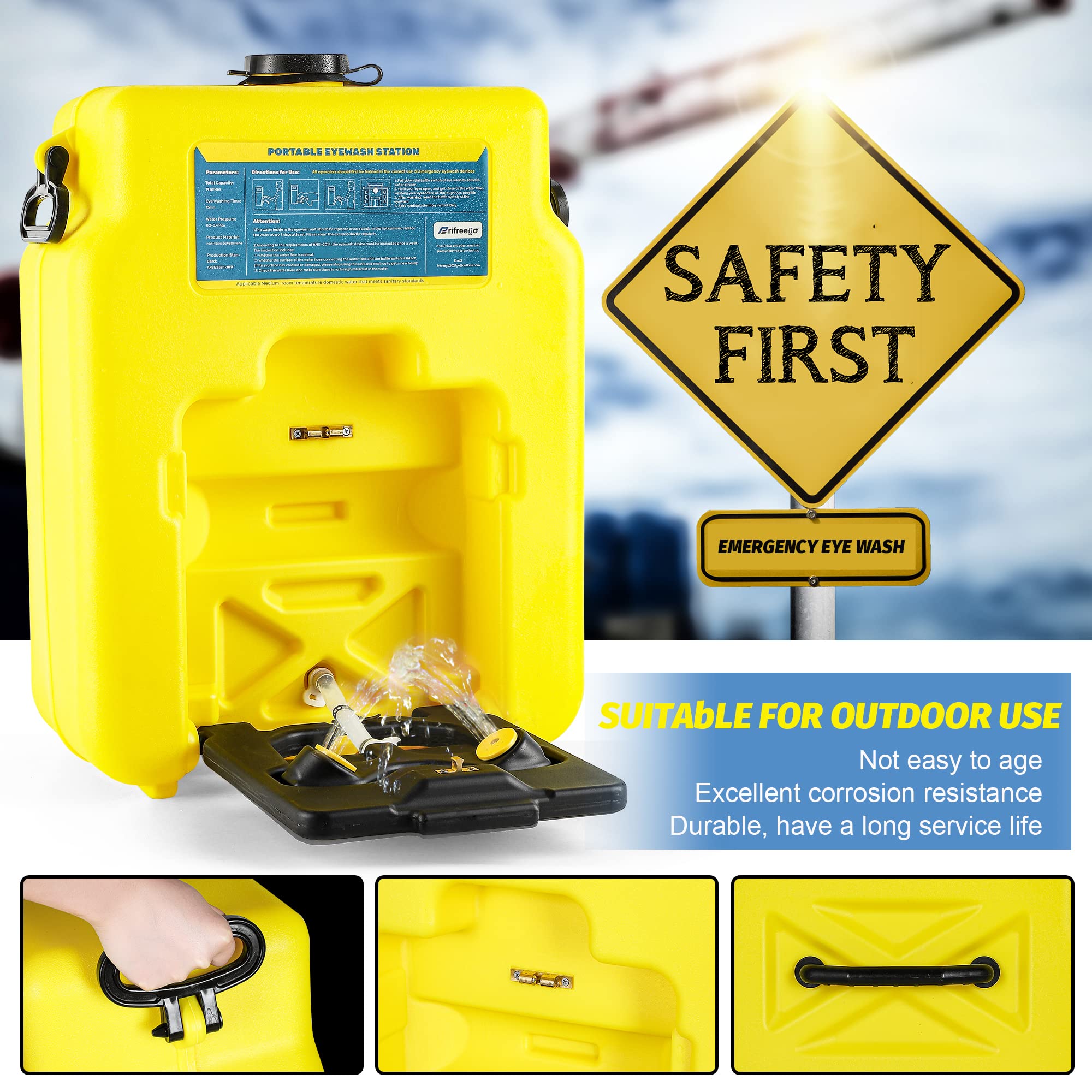 Buy Frifreego 14Gallon Eye Wash Station Emergency Portable Eyewash