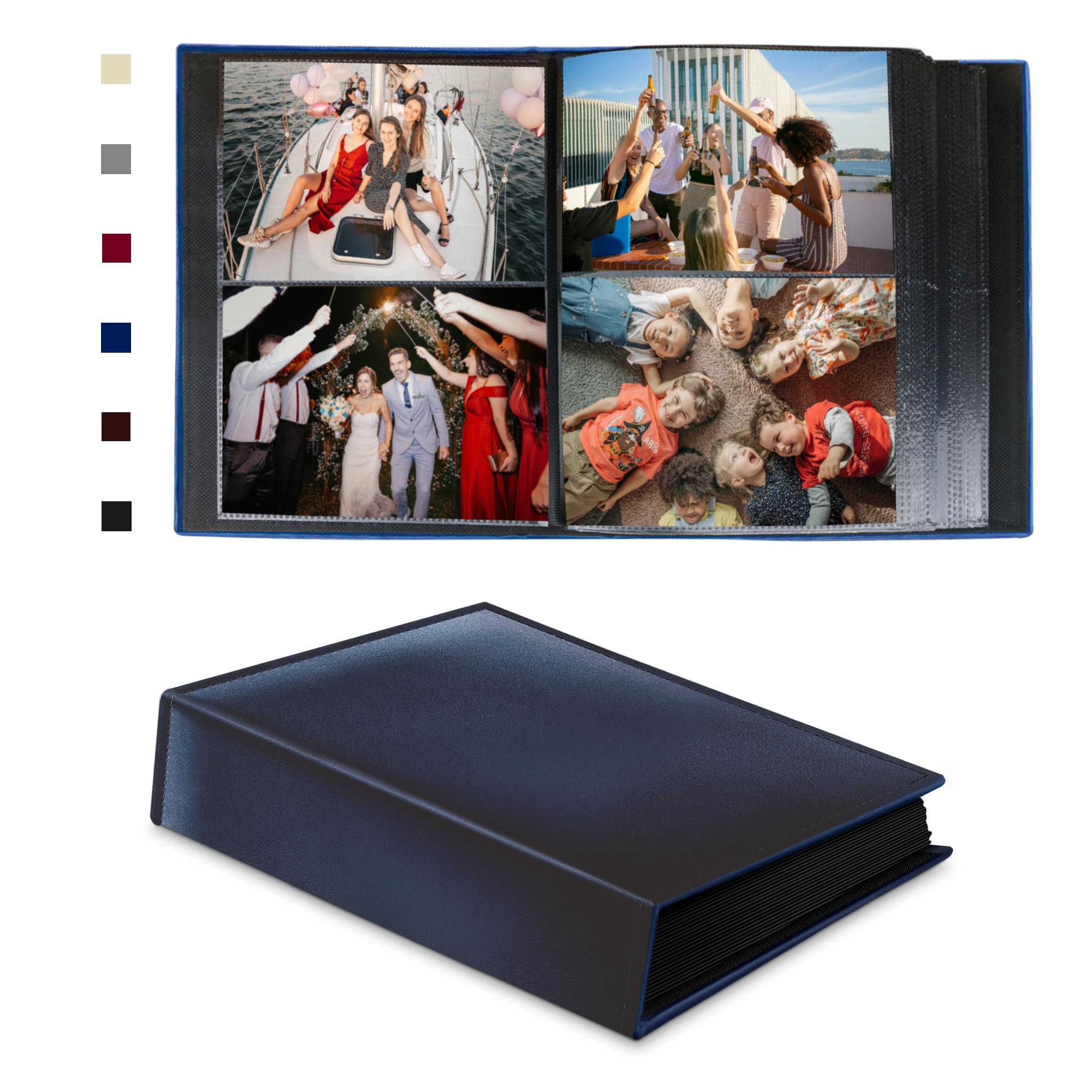 Photo Album 6x4 200 Photos Leather Cover Picture Book with Pockets for Wedding Family Anniversary Baby(Blue)