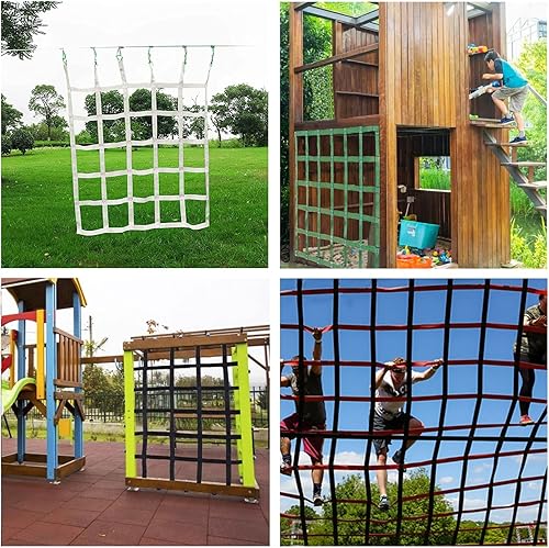 Miniatura 6 de DREAMOSA Red de escalada, tamaño personalizado, estructuras de escalada al aire libre para niños, juego de columpios para interiores, selva,