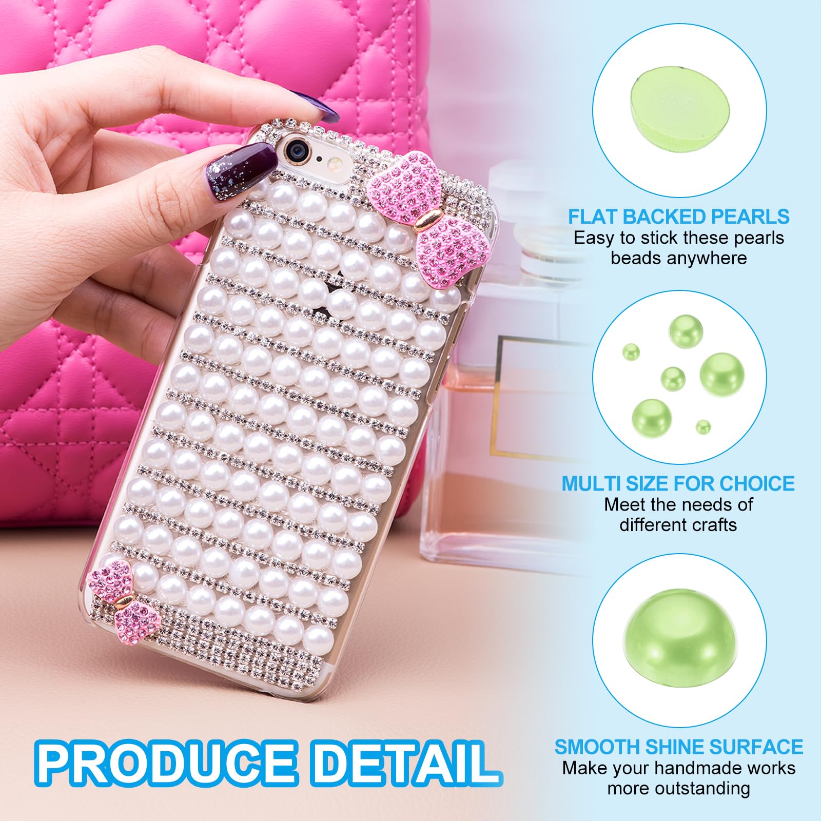 PATIKIL 1000Pcs Flatback Pearls Beads for Crafting 6mm Half Round Resin Beads Flatback Pearls for Nail Charms Handmade Phone Case Embellishment - Image 3