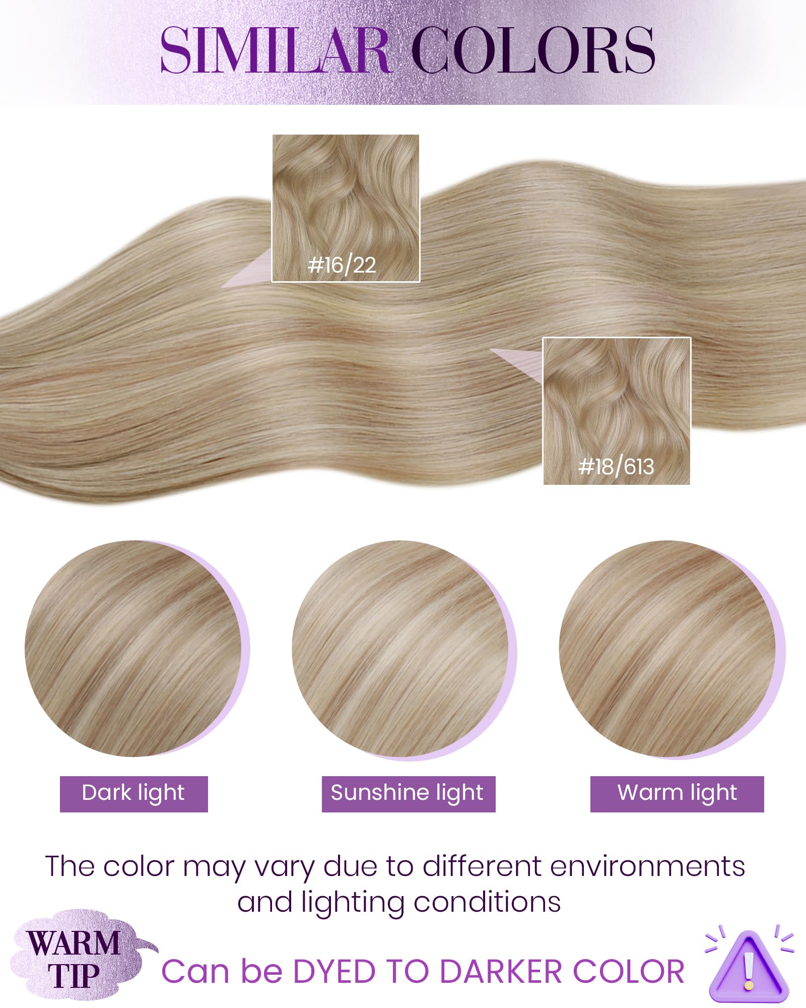LaaVoo Nano Beads Hair Extensions Human Hair Nano Hair Extensions Blonde Invisible Nano Ring Straight Remy Highlight Medium Blonde Real Hair 50g 50s 14 Inch #18/613 — view 6