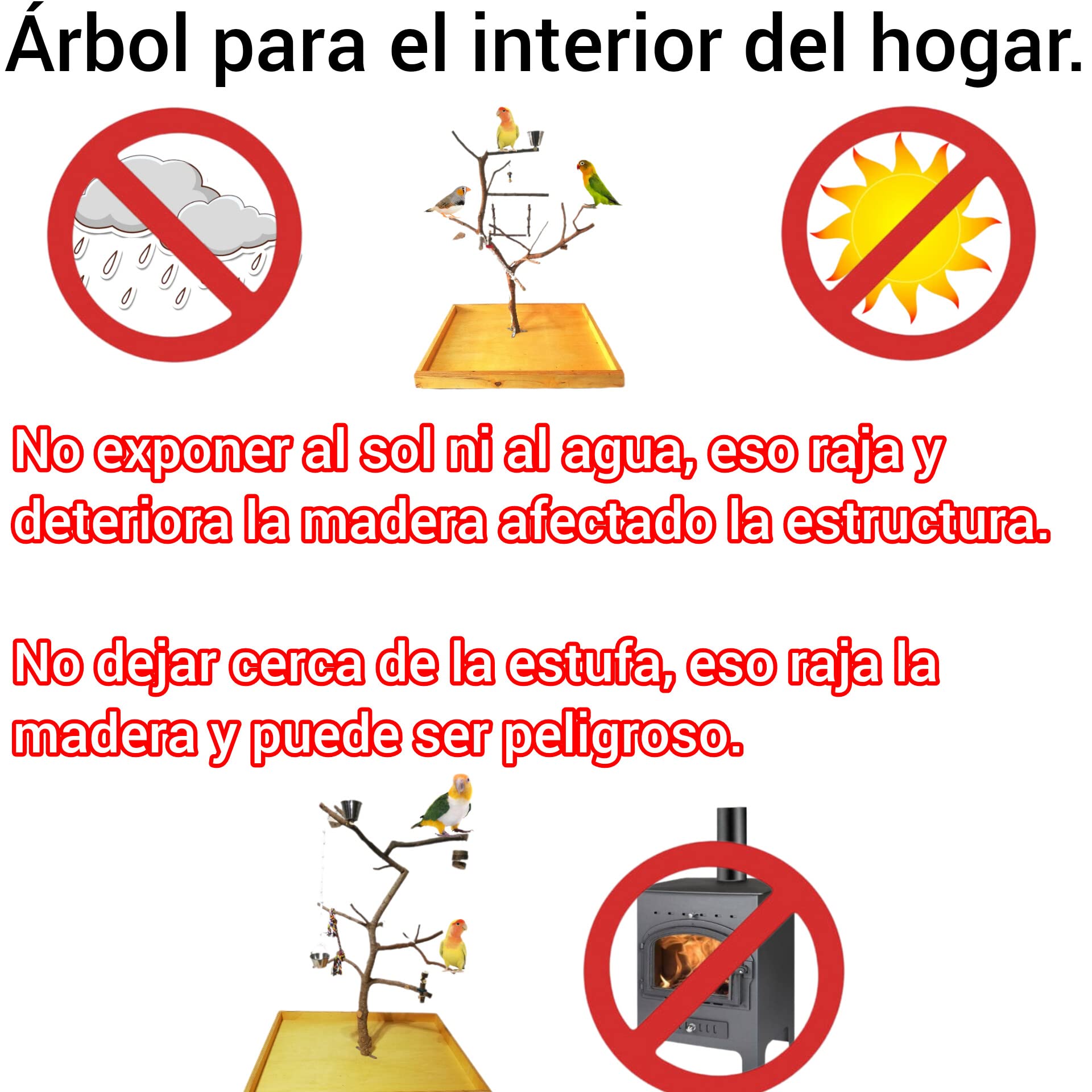 Árboles para loros agapornis, ninfas, caiques, cotorras, parque de juegos para pájaros, posadero de aves con su corteza natural, juguetes lima picos y antiestrés, base con ruedas, CALIDAD PREMIUM. (D)
