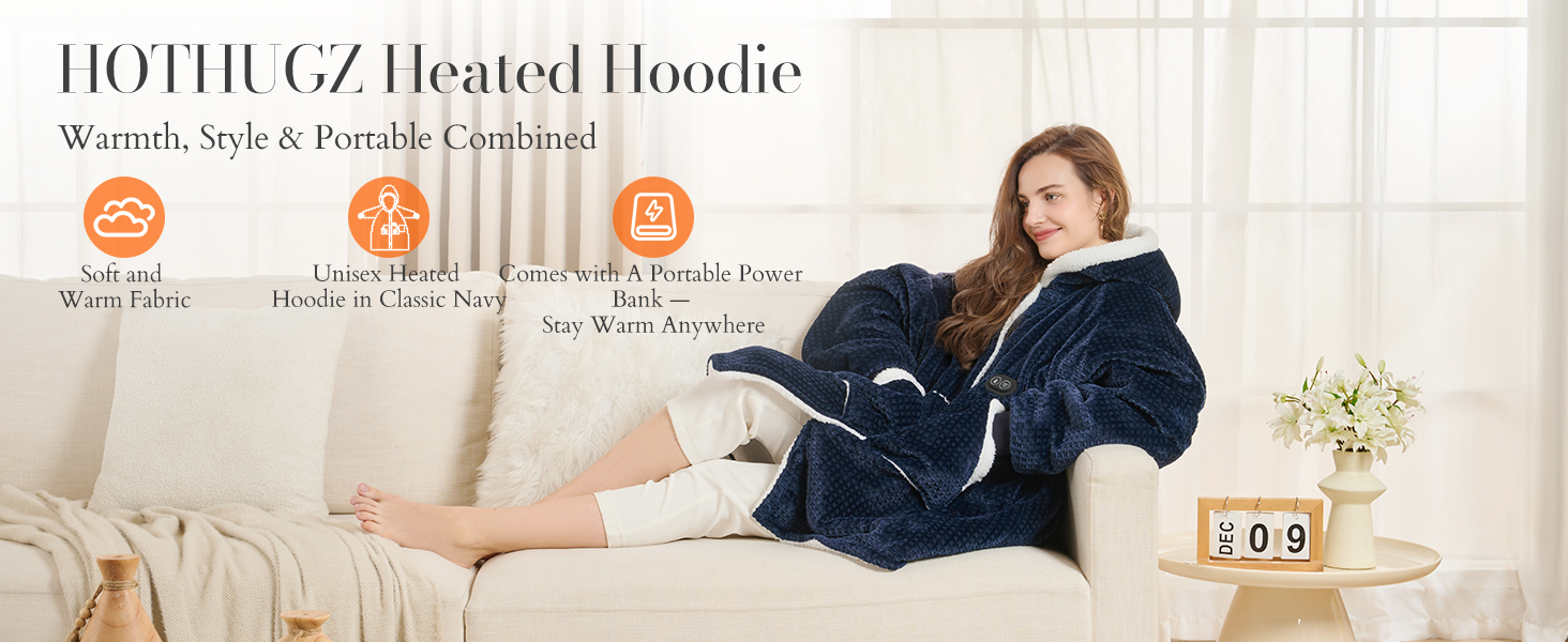 Amazon.com: HOTHUGZ Cordless Heated Wearable Blanket Hoodie for