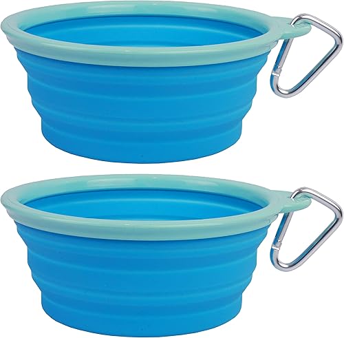 Prima Pet Collapsible Silicone Water Travel Bowl with Clip for Dog and Cat, Port
