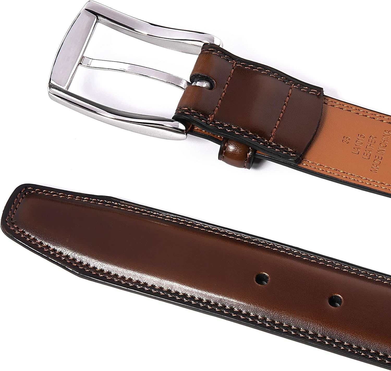 Fabio Valenti Genuine Leather Dress Belts For Men - Mens Belt For Suits, Jeans, Uniform With Single Prong Buckle - Image 4