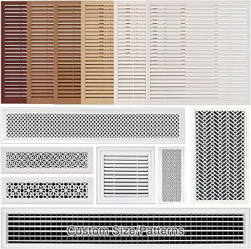 Customizable Size/Patterns Air Return Vent Cover Decorative, Decorative Aluminum Alloy Return Air Vent Cover, Wall Vents Covers with Filter, Easy Installation Adjustable Blinds