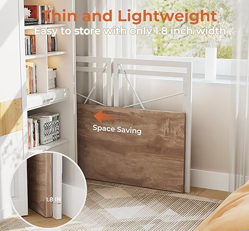 Miniatura 53 de Coavas Escritorio plegable pequeño de 39.4 pulgadas, escritorio de computadora plegable que ahorra espacio para dormitorio, oficina en casa,