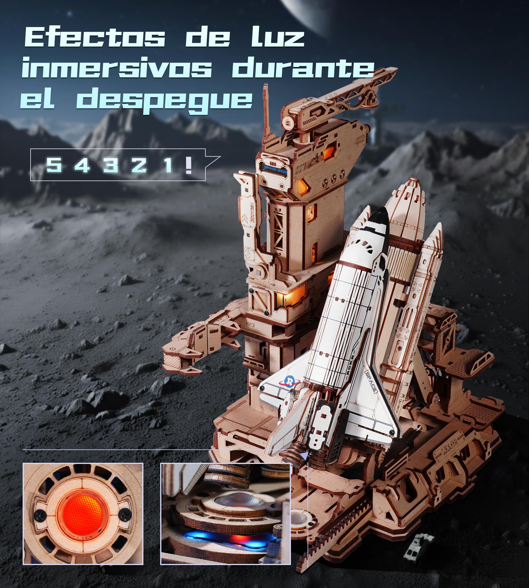 ROKR Puzzle 3D Madera Maquetas para Construir Adultos Transbordador Espacial Regalos de Pascua Space Shuttle LKA02