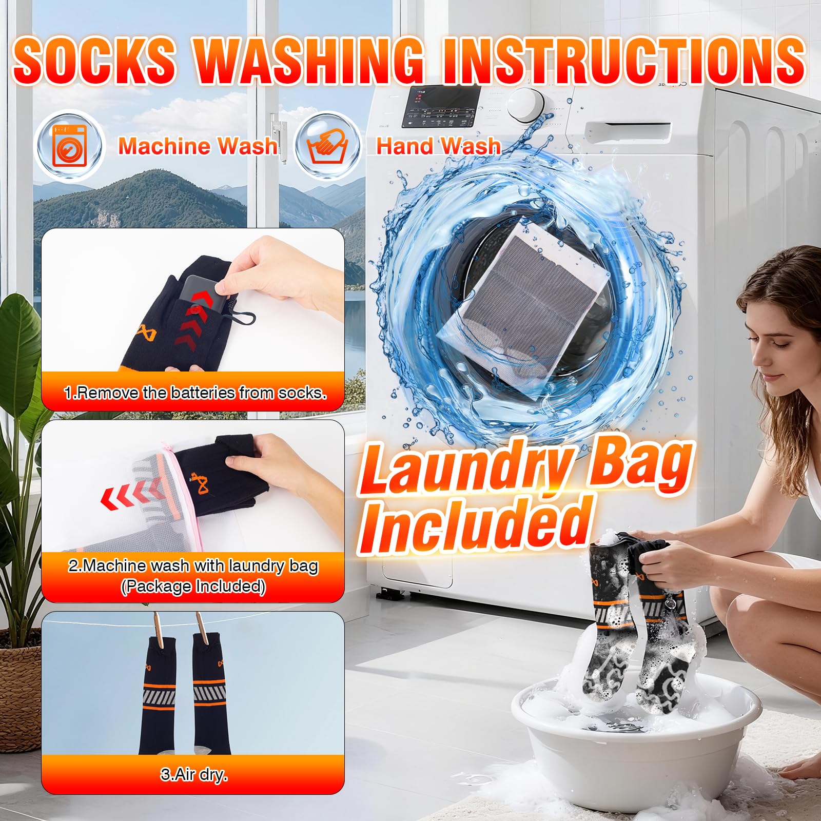 Chaussettes Chauffantes, 2024 Nouveau 5V 5000mAh Rechargeables Avec App