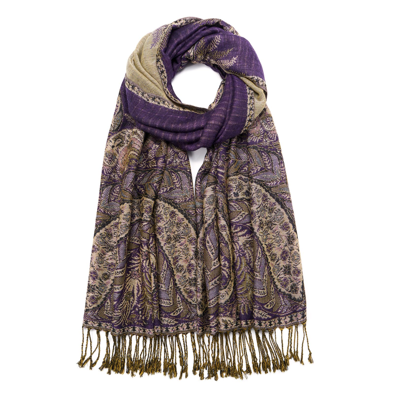 Paisley Pashmina Shawl Wrap Women Reversible Vintage Jacquard Pashmina Rave Scarf with Fr…