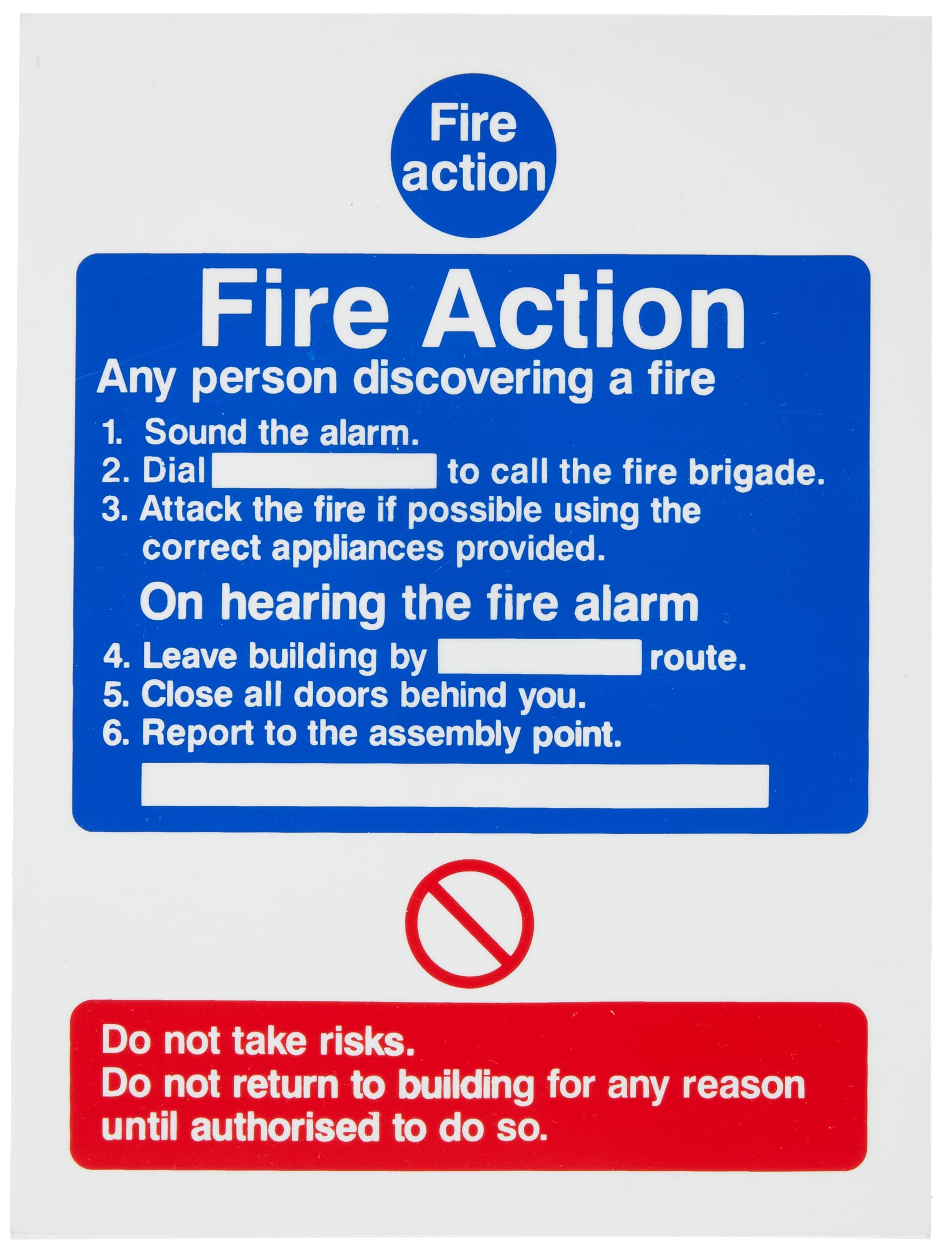UK Safety Store ACT.09W-RP Fire Action: Any Person Discovering A Fire Sign 150mm x 200mm - Rigid Plastic