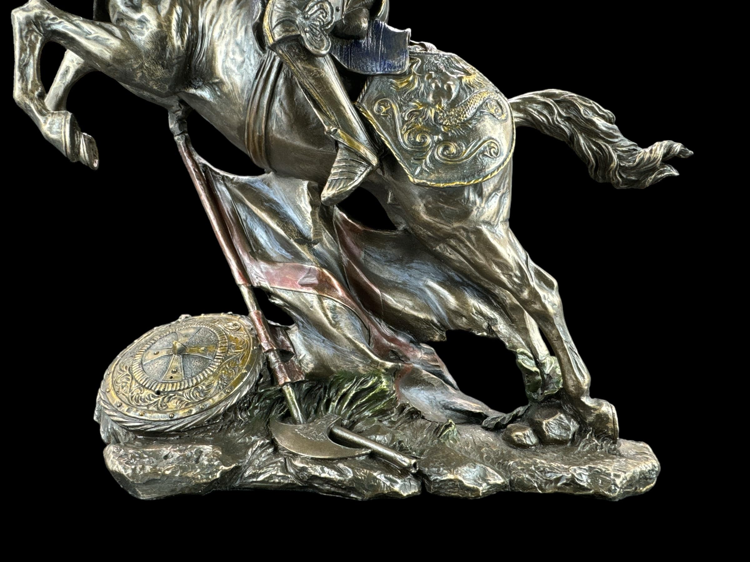 57 SPECIAL REPLICAS Rzeźba dekoracyjna duży rycerz na koniu, figurka z brązu jako prezent do salonu, dekoracja figurki, dekoracja