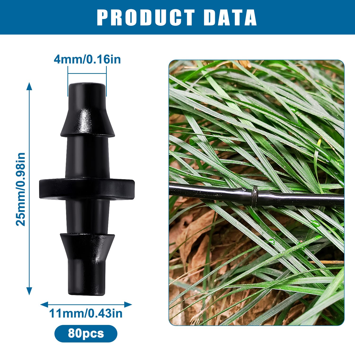 VooGenzek 80 PCS 4/7 mm Plastic Drip Hose Connector, Irrigation Straight-Through Joints - Image 2
