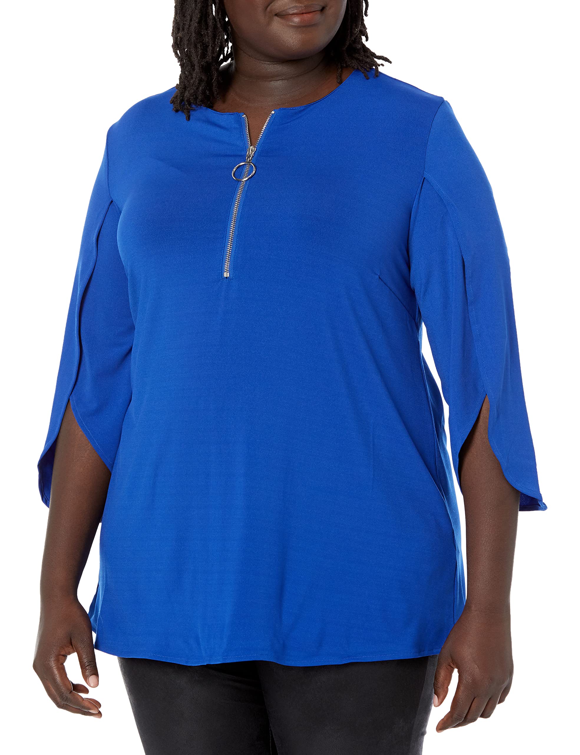 Avenue Women's Plus Size Top 2 Tone Zip