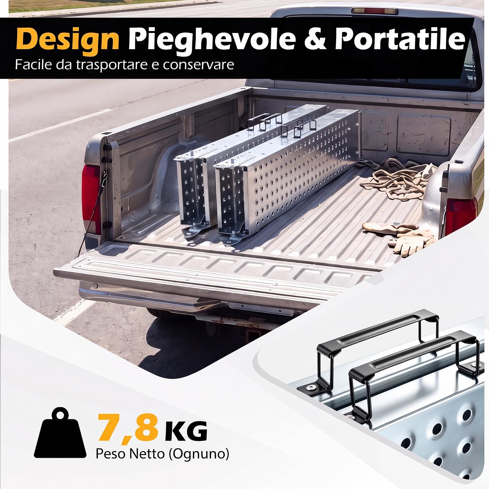 COSTWAY Rampa di Carico Pieghevole a 2 Pezzi, Portata 400 kg