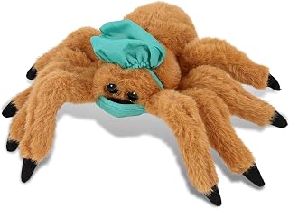 DolliBu Brown Spider Doctor Plush Toy - Super Soft Spider Doctor Stuffed Animal Dress Up with Cute Scrub Cap and Face Mask Outfit - Fluffy Doctor Toy Plush Gift - 7 inches