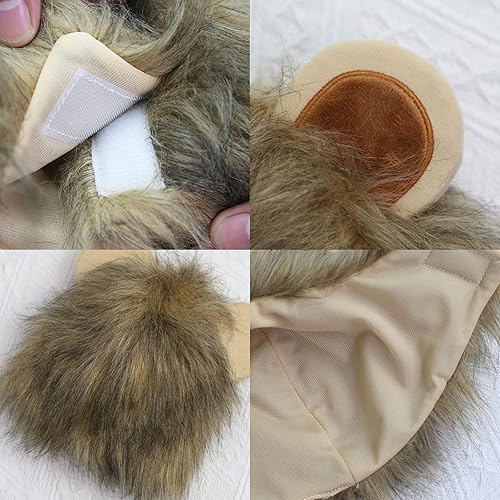 Miniatura 6 de Sombrero para mascotas, paquete de 2 sombreros de melena de león para perro, para fiesta de Halloween, cosplay, disfraz ajustable de melena de león