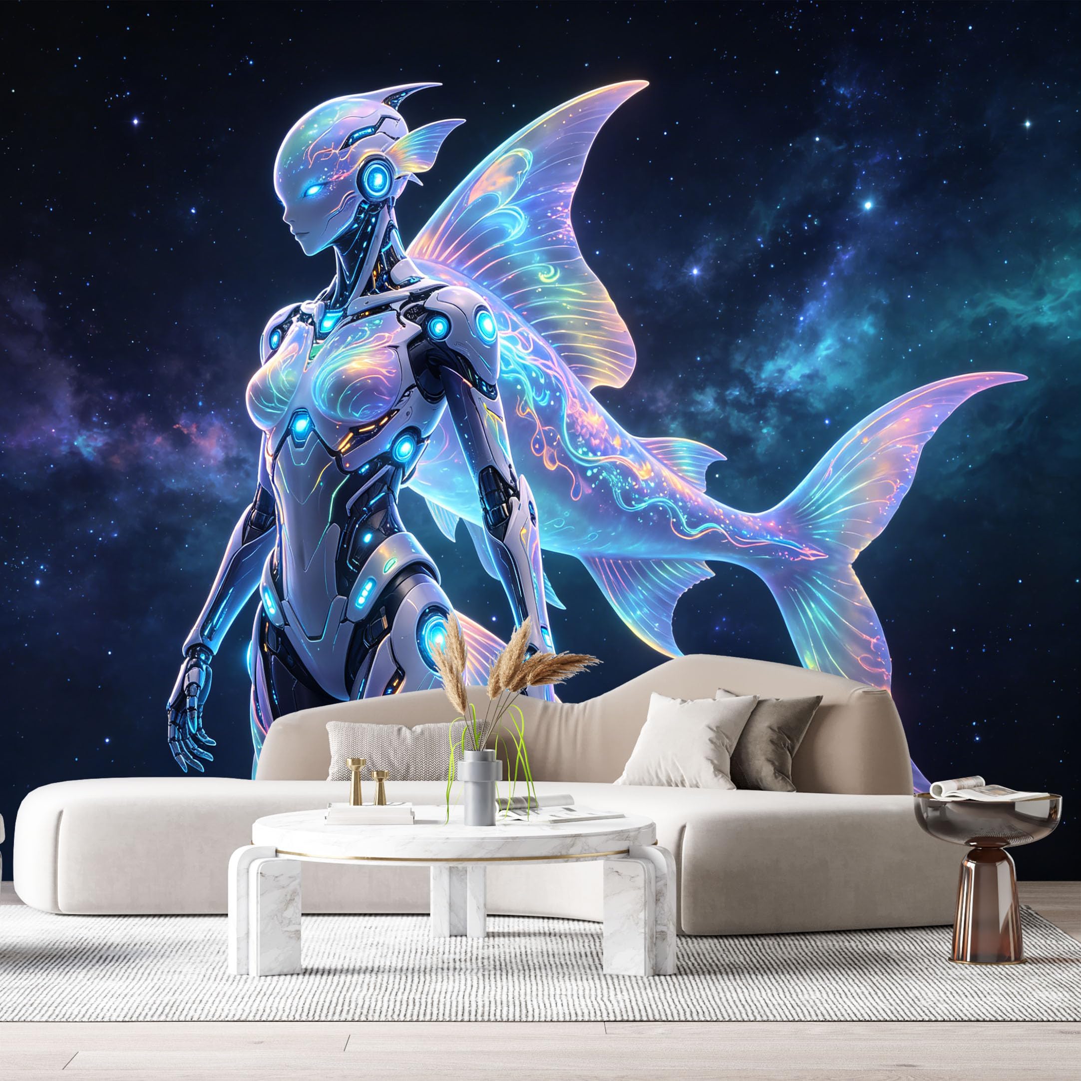 Custom Size Wall Murals Futuristic Cyborg Android SciFi Abstract Modern SelfAdhesive Wall Fabric Removable Large Wallpaper for Photo Living Room Decoration